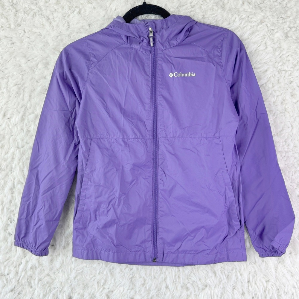 Columbia Purple Hooded Lightweight Jacket Windbreaker Kids Girls Boys Size M‎